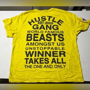 Hustle Gang Vibrant Yellow Tee with Bold Black Text